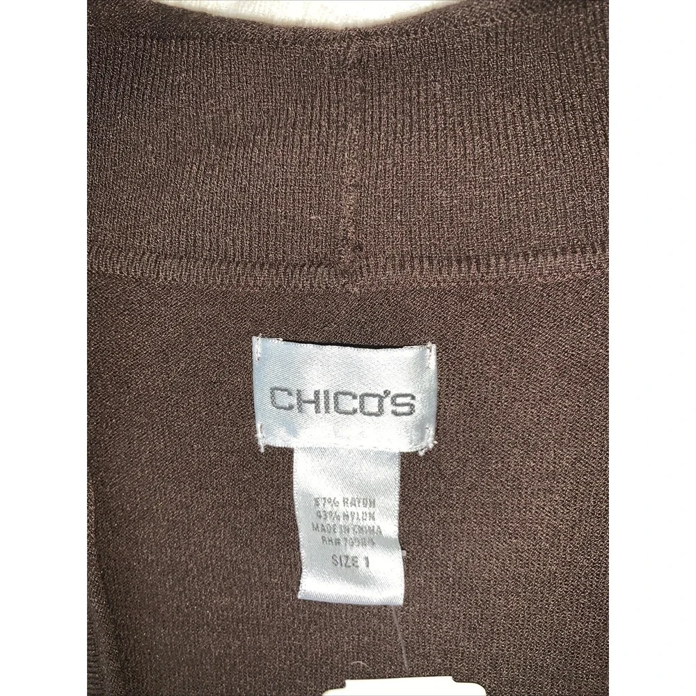 Chico's‎ women's size 1 brown short sleeve open sweater Hayworth cardigan NWT
